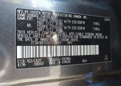 2025 Toyota Rav4 Xle Premium from USA, damaged, VIN 2T3A1RFV2SC511881